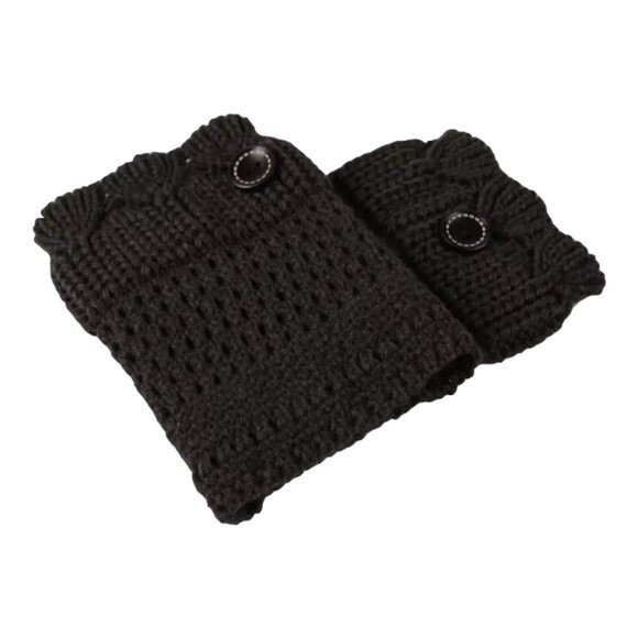 Women's Black Boot Sock Topper Cuff Leg Warmers - Picture 2 of 2
